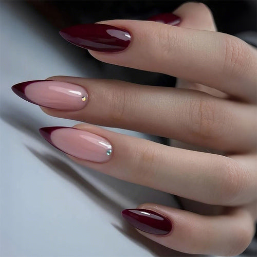 Premium Nail Art Press-On Set with Classic French Tip and Glitter Accents Bowlift