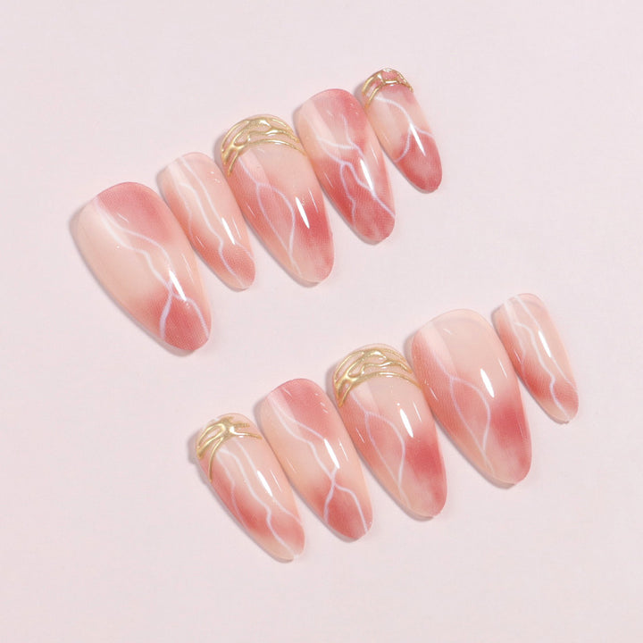 Premium Marble Effect Press-On Nail Set Bowlift