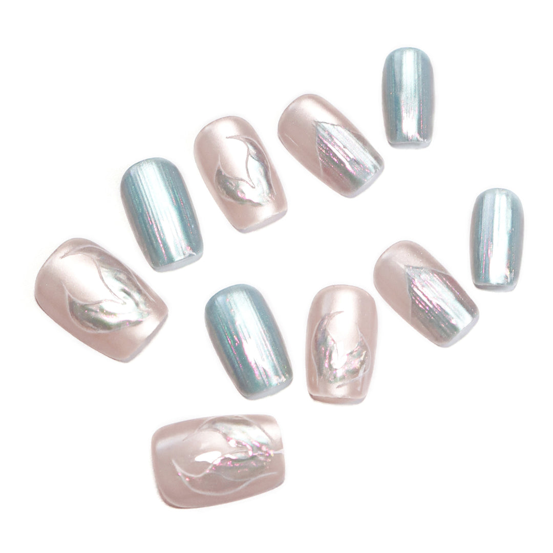 Artistic Nail Tips with Floral Design Bowlift