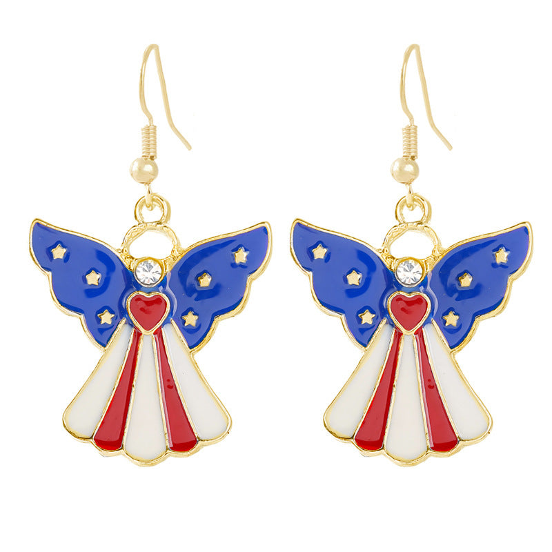Ladies enamel earrings horseshoe with star stripe motif Bowlift