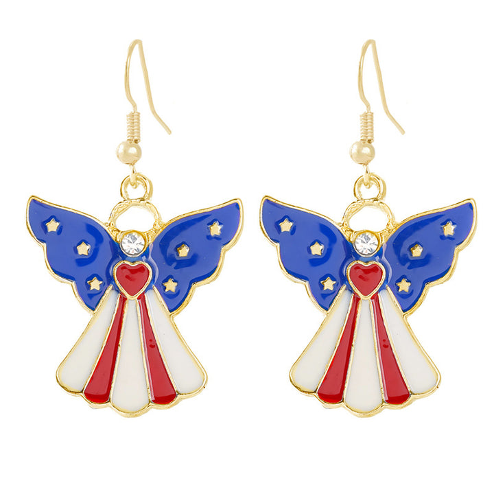 Ladies enamel earrings horseshoe with star stripe motif Bowlift