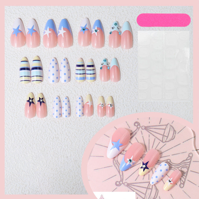 Starry-Themed Press-On Nail Art Bowlift