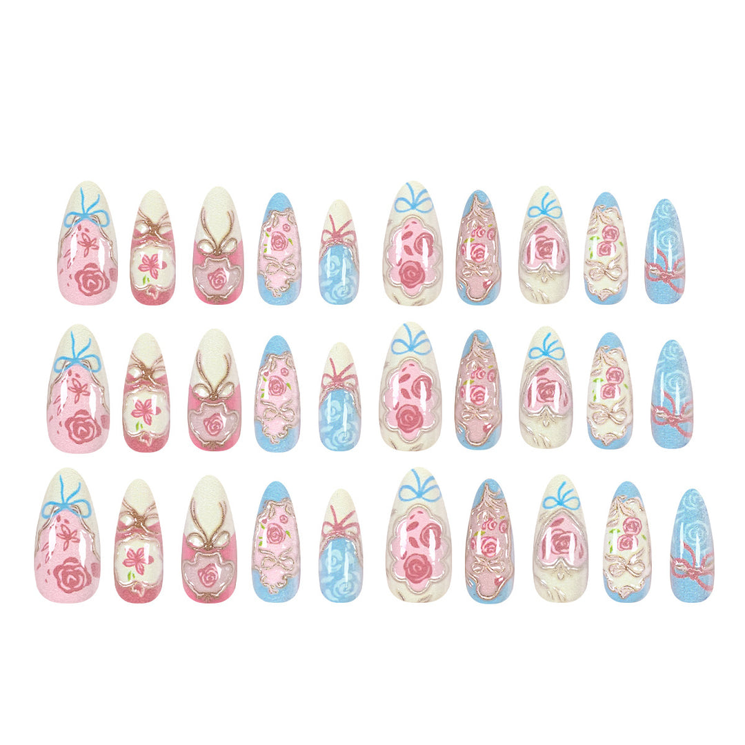Artistic acrylic nails with floral designs Bowlift