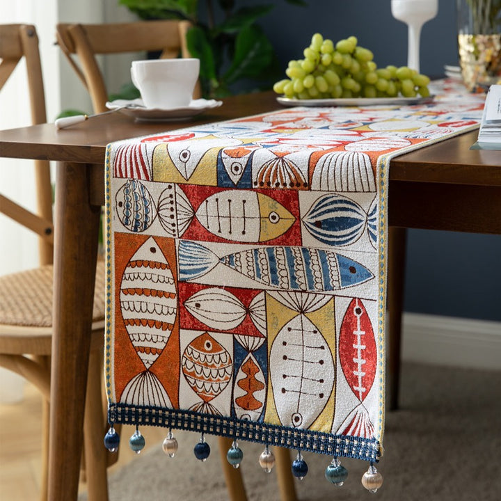 Artistic Fish Design Table Runner