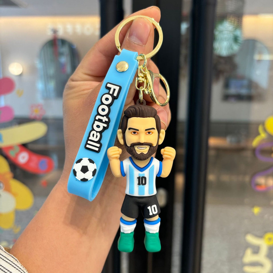 Collectible soccer player rubber keychain Bowlift