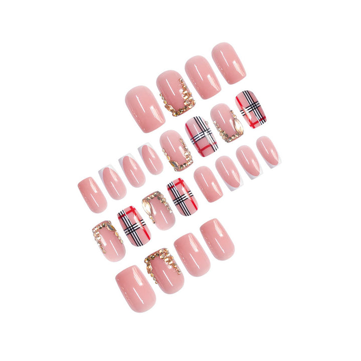 Decorative Press-On Nail Art with Gold Accents Bowlift