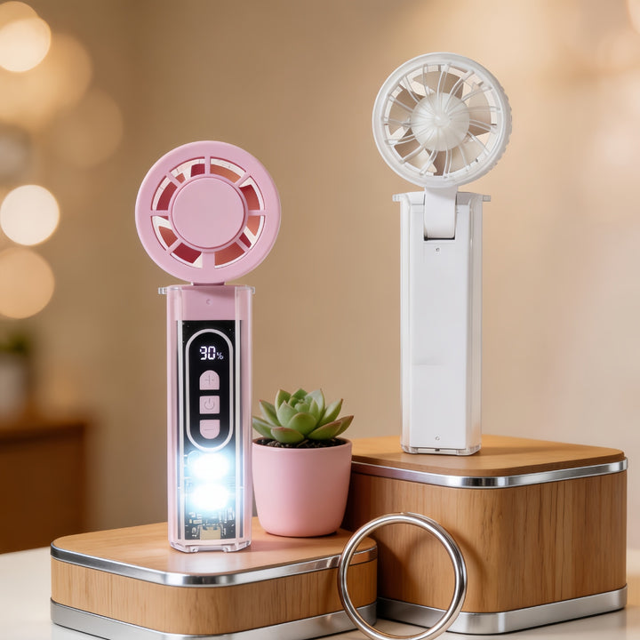Ladies portable mini fan with LED lighting Bowlift