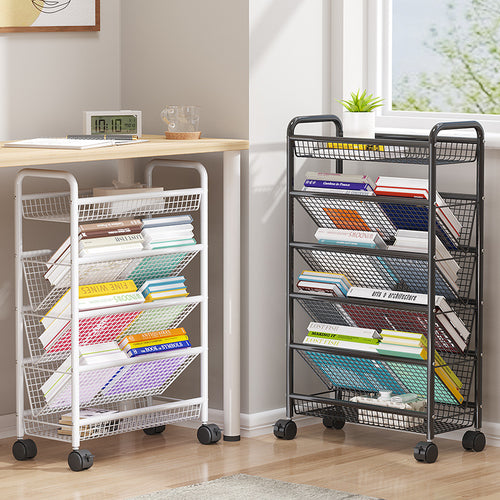 Rolling Metal Book Storage Rack Bowlift