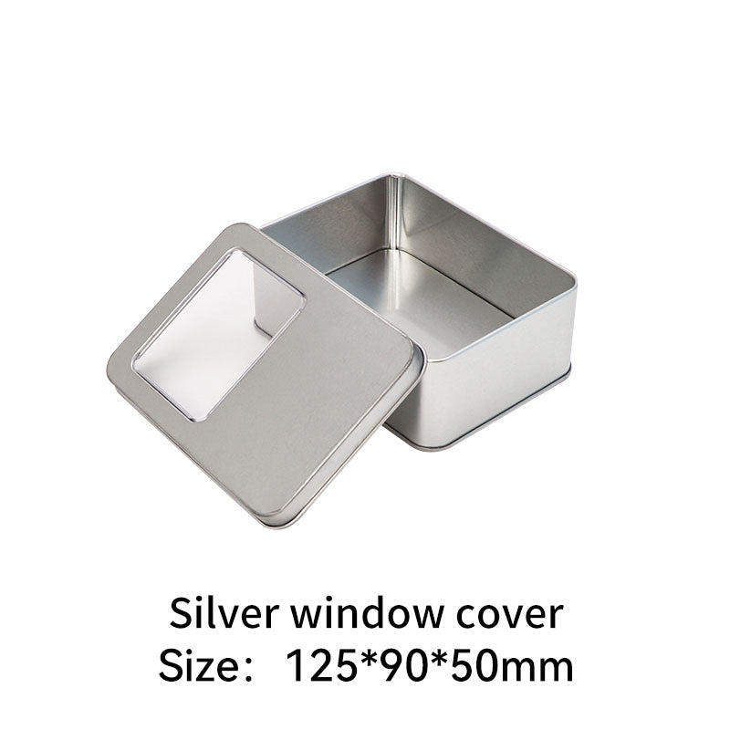 Rectangular metal storage tin with clear display window lid Bowlift