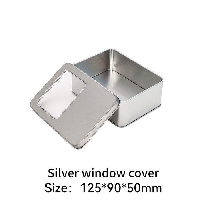 Rectangular metal storage tin with clear display window lid Bowlift