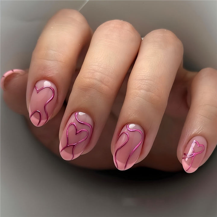 Artistic Heart Design Press-On Nails Bowlift