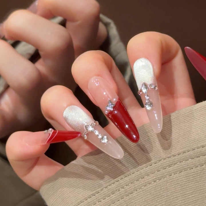 Decorative Rhinestone-Accented Press-On Nail Extensions Bowlift