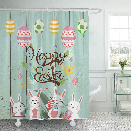 Whimsical Bunny Print Shower Curtain Bowlift