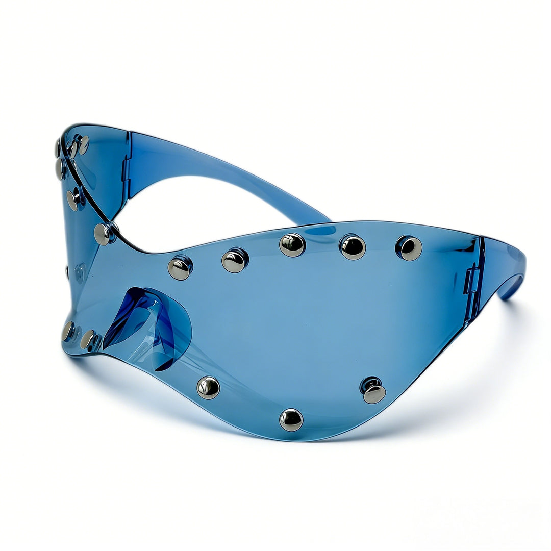 Women's futuristic designer sunglasses with decorative metal elements Bowlift