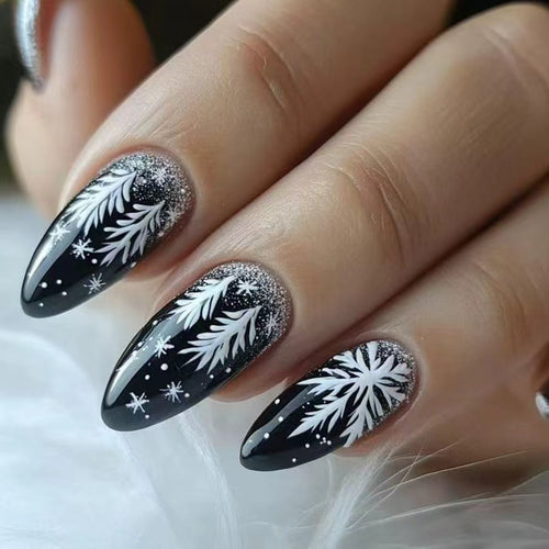 Elegant Artificial Nails in Christmas Design Bowlift