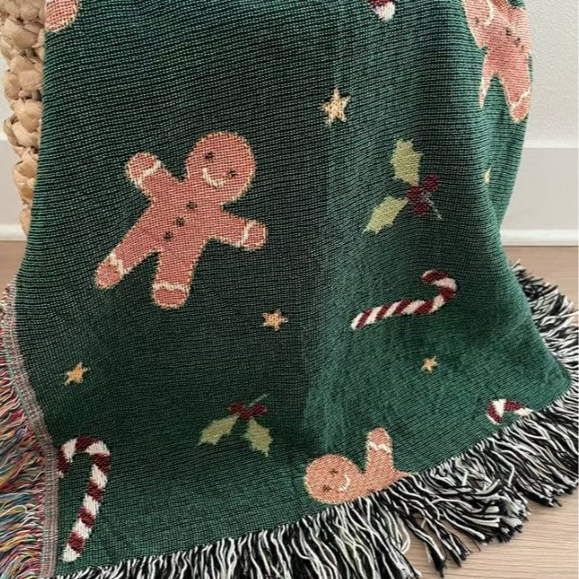 Festive Holiday Tapestry Throw Blanket