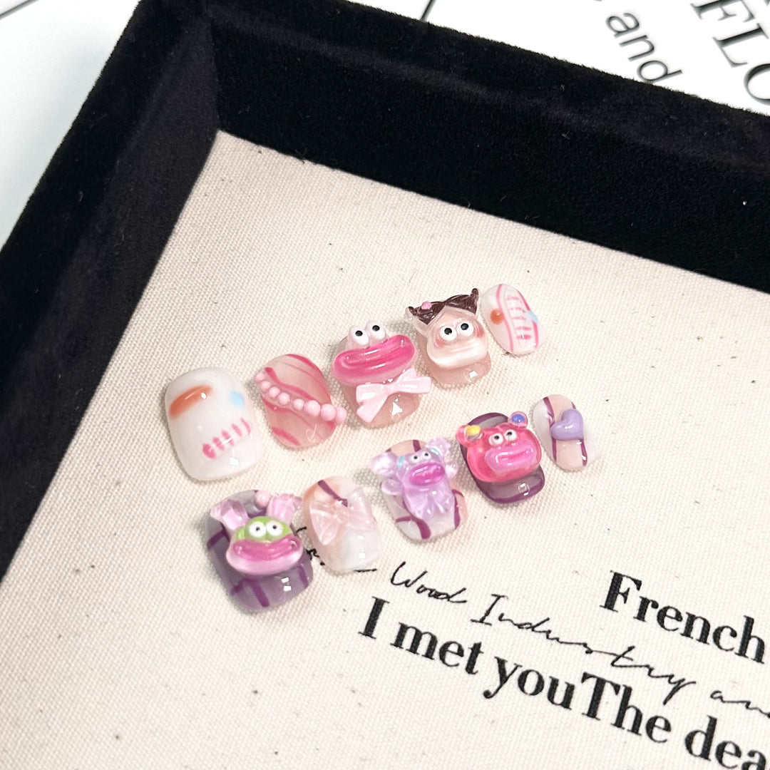 Playful Cartoon Character Nail Art Set