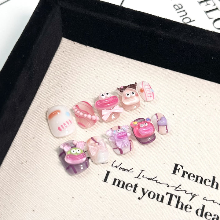 Playful Cartoon Character Nail Art Set