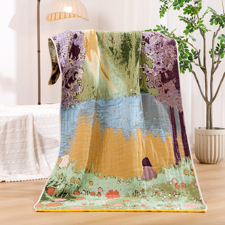 Women's throw blanket with enchanting landscape motif Bowlift
