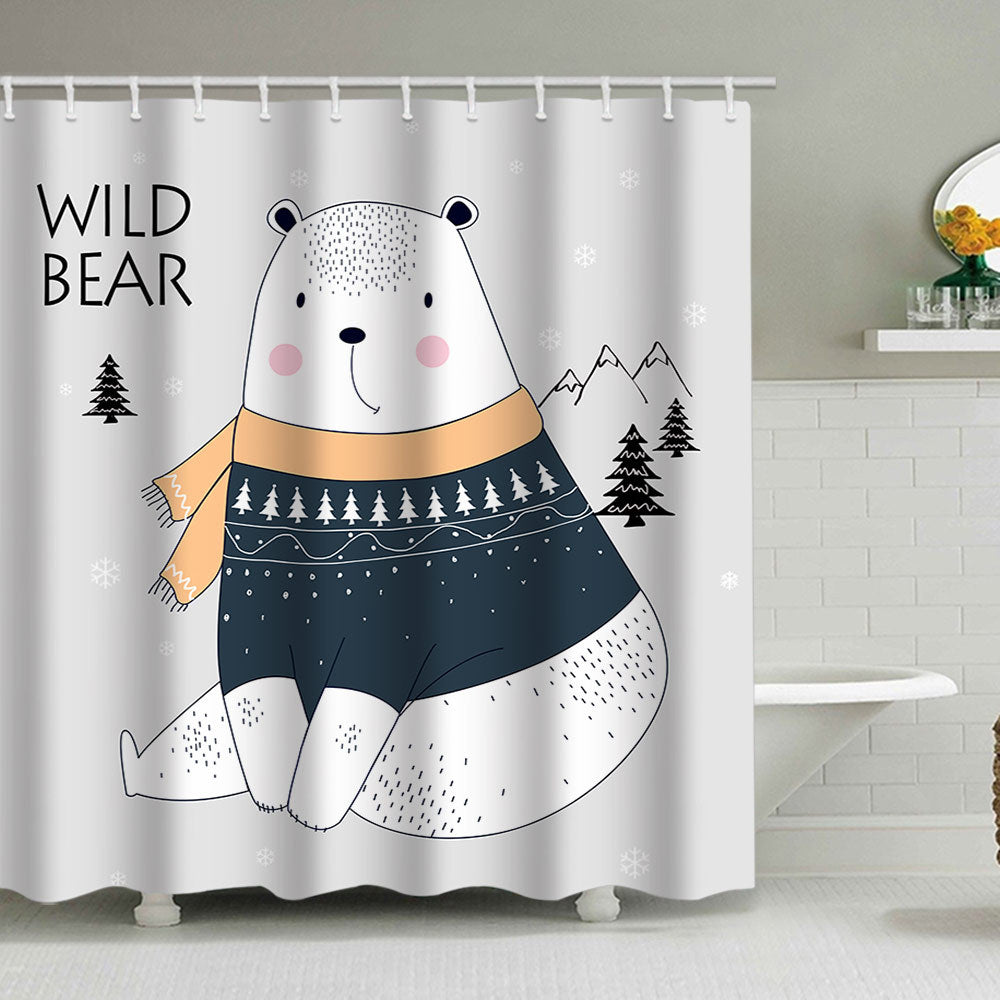 Playful Bear-Themed Shower Curtain Bowlift