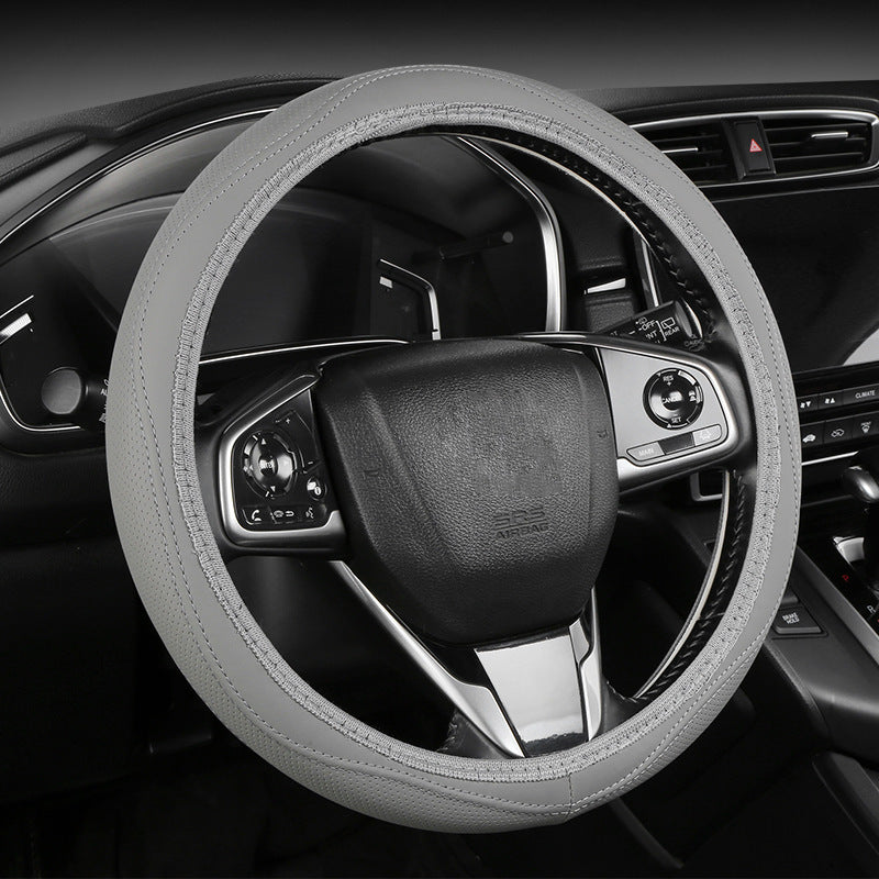 Premium Perforated Leather Steering Wheel Cover with Anti-Slip Cushion Bowlift