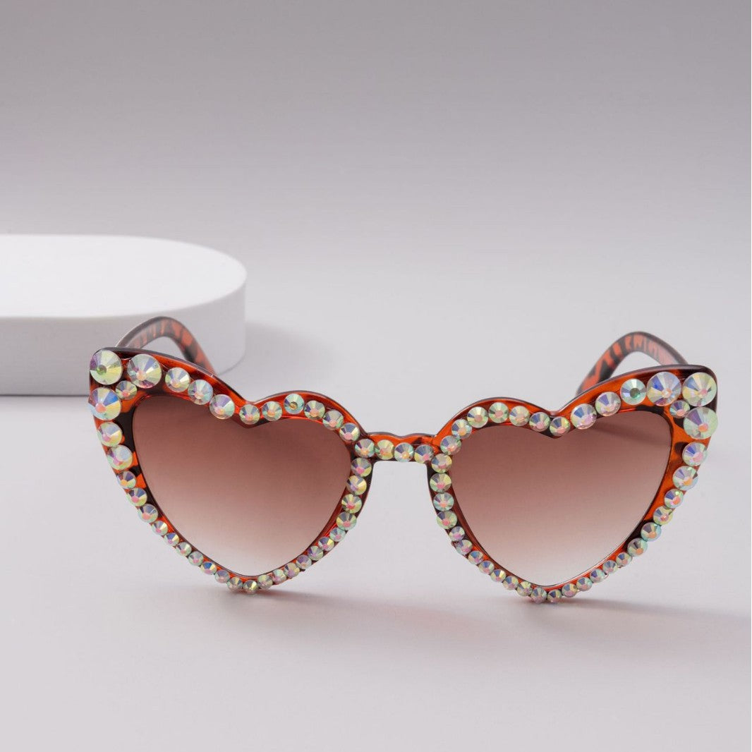 Women's Heart-Shaped Sparkle Sunglasses Bowlift