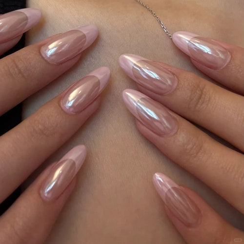 Artistic stiletto nails with gloss and transparency effects Bowlift