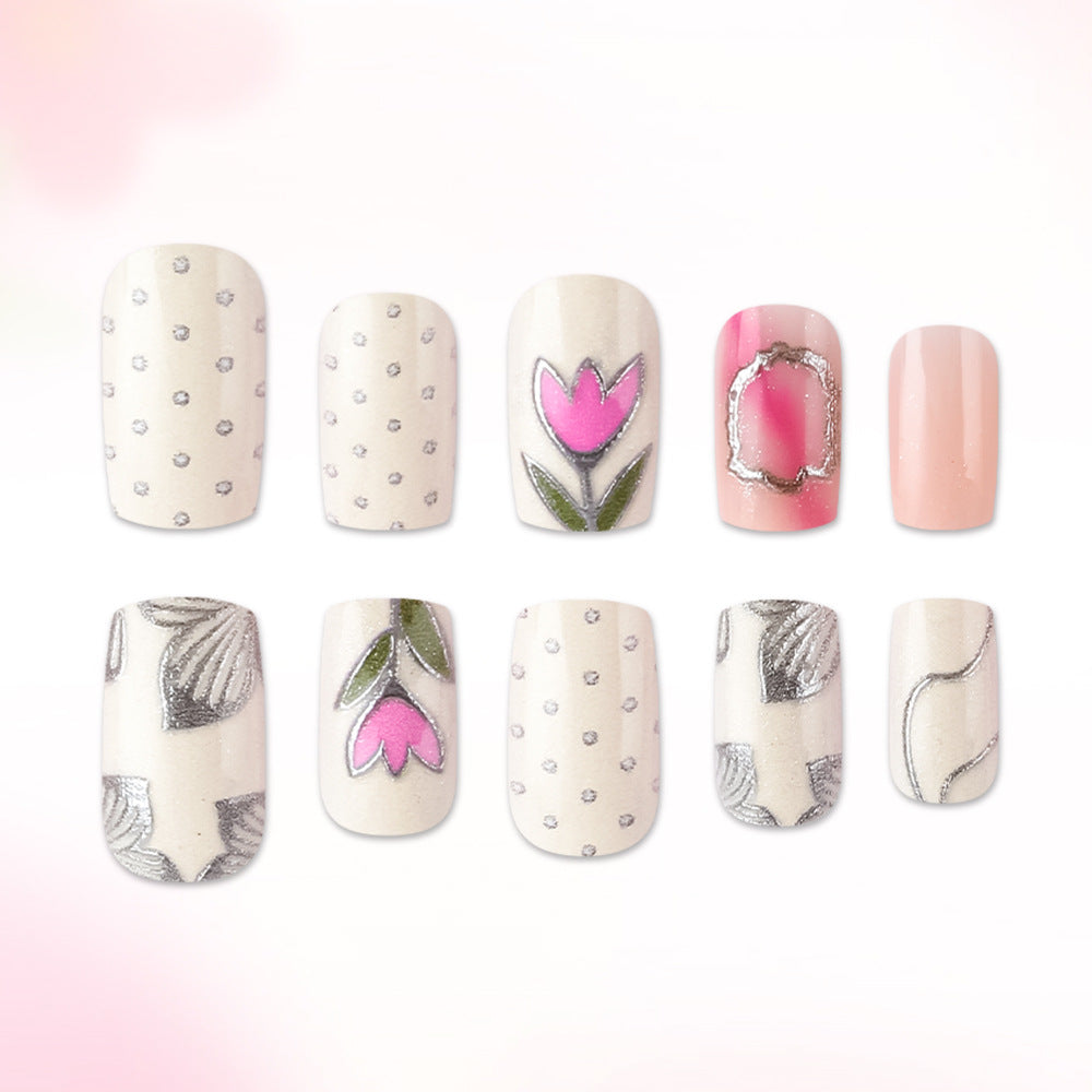 Elegant Floral Design Gel Nail Art Bowlift