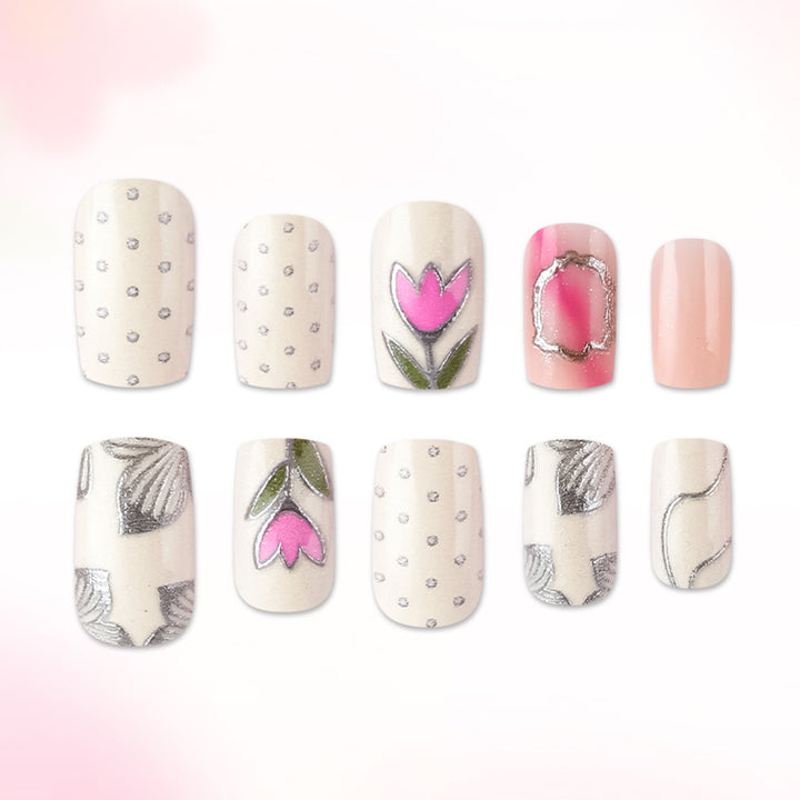 Elegant Floral Design Gel Nail Art Bowlift