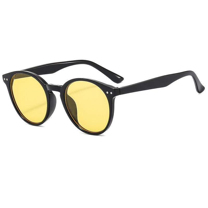 Women's fashionable round sunglasses with transparent frame and UV protection Bowlift