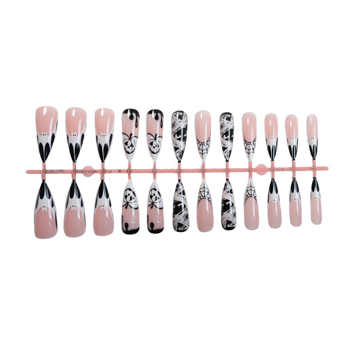Artistic Halloween-Themed Press-On Nail Art Set Bowlift