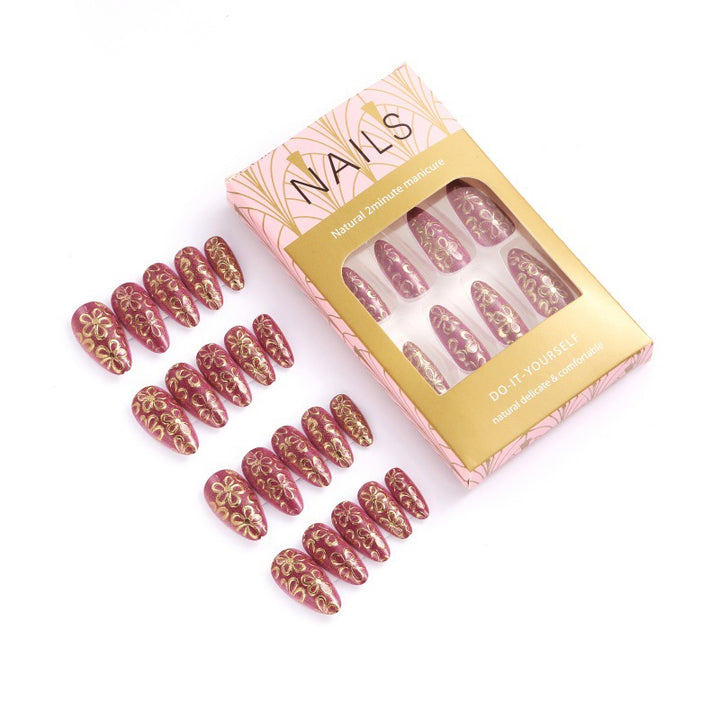 Glittering artificial nails with floral patterns Bowlift