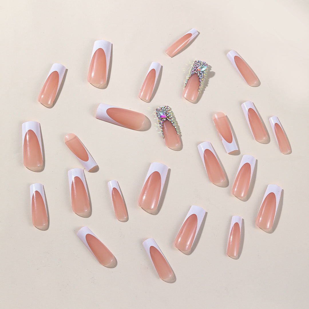 Elegant French Tip Acrylic Nail Set Bowlift