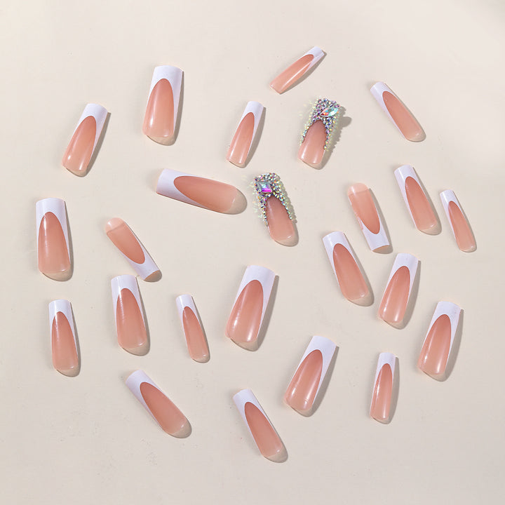 Elegant French Tip Acrylic Nail Set Bowlift