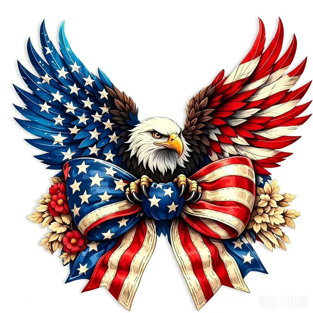 Unisex nan Patriotic Americana Heart Flag Wreath with Ribbon Mesh, Wooden Heart Cutout and Star Accent Bowlsift Bowlift