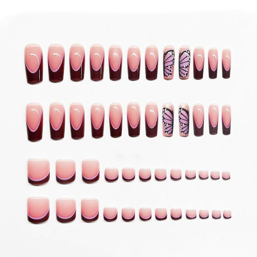 Artistic Butterfly Press-On Nail Set Bowlift