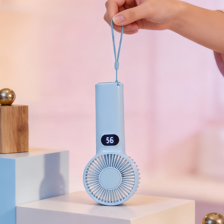Women's portable high-performance hand fan with digital speed display Bowlift