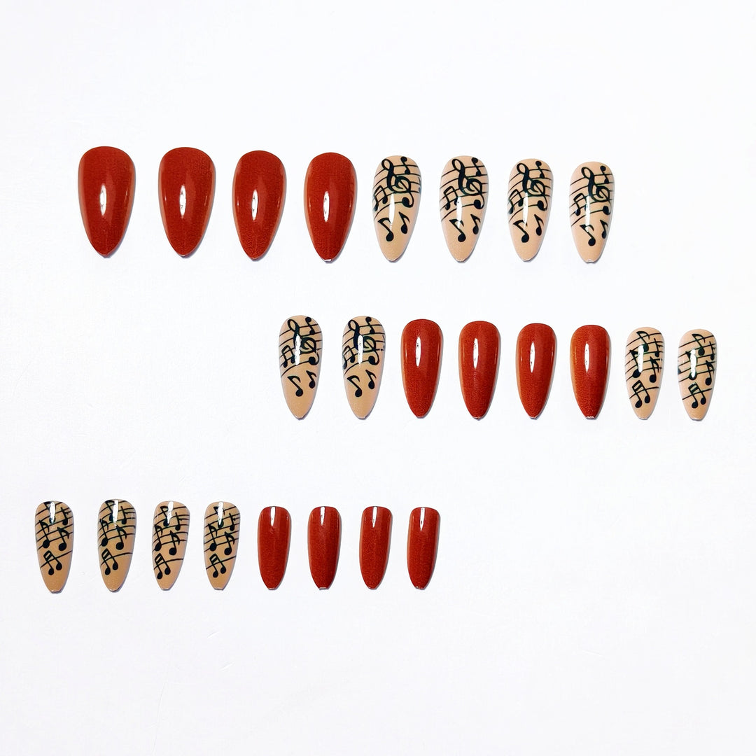 Artificial nails with Creative Note Design Bowlift