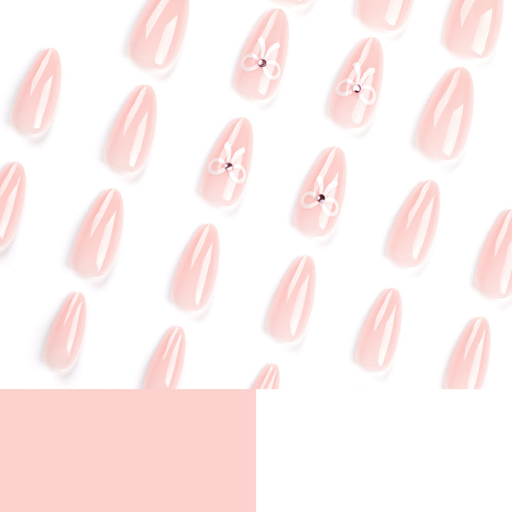 Artful Nail Extensions with Bow Decoration Bowlift