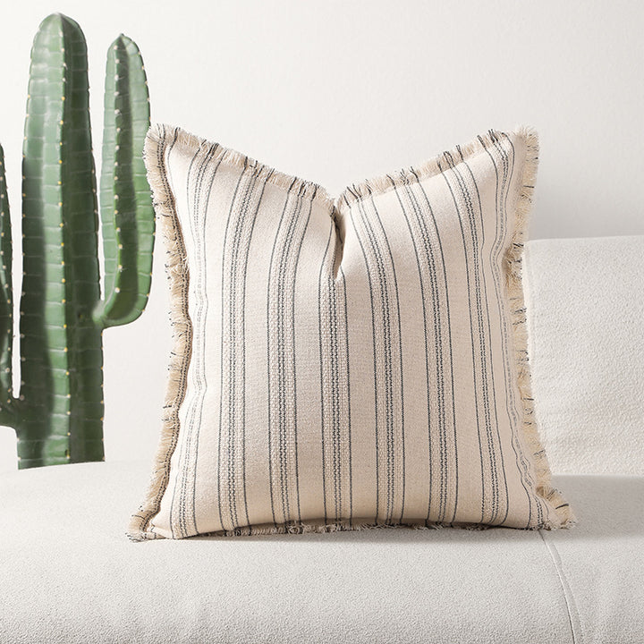 Textured Fringe Accent Throw Pillow