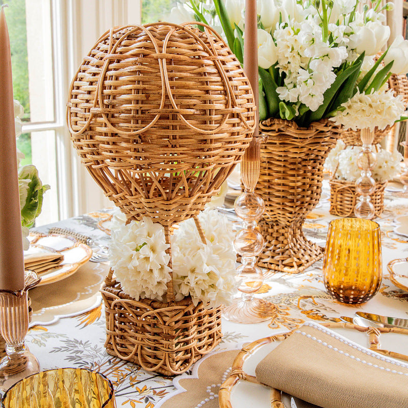 Handwoven storage basket in hot air balloon design Bowlift