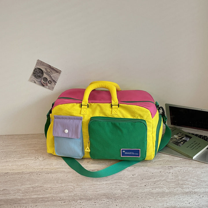 Vibrant Color Block Travel Duffel