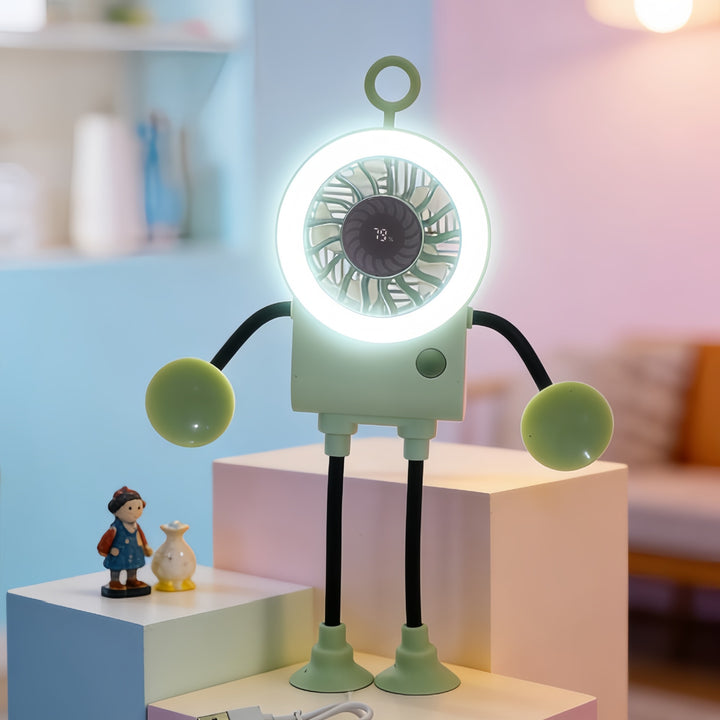 Women's creative table fan with LED lighting and flexible design Bowlift