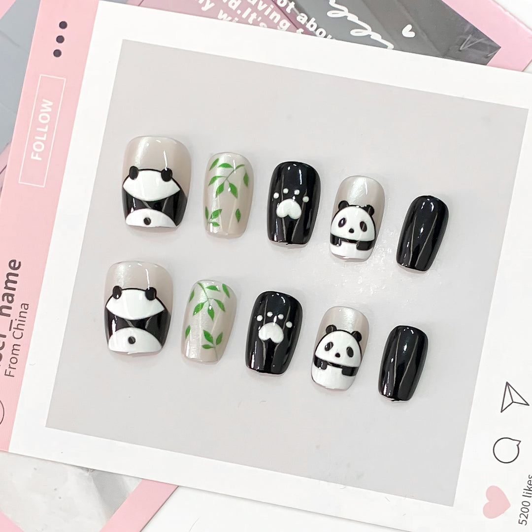 Creative art nails with panda design Bowlift