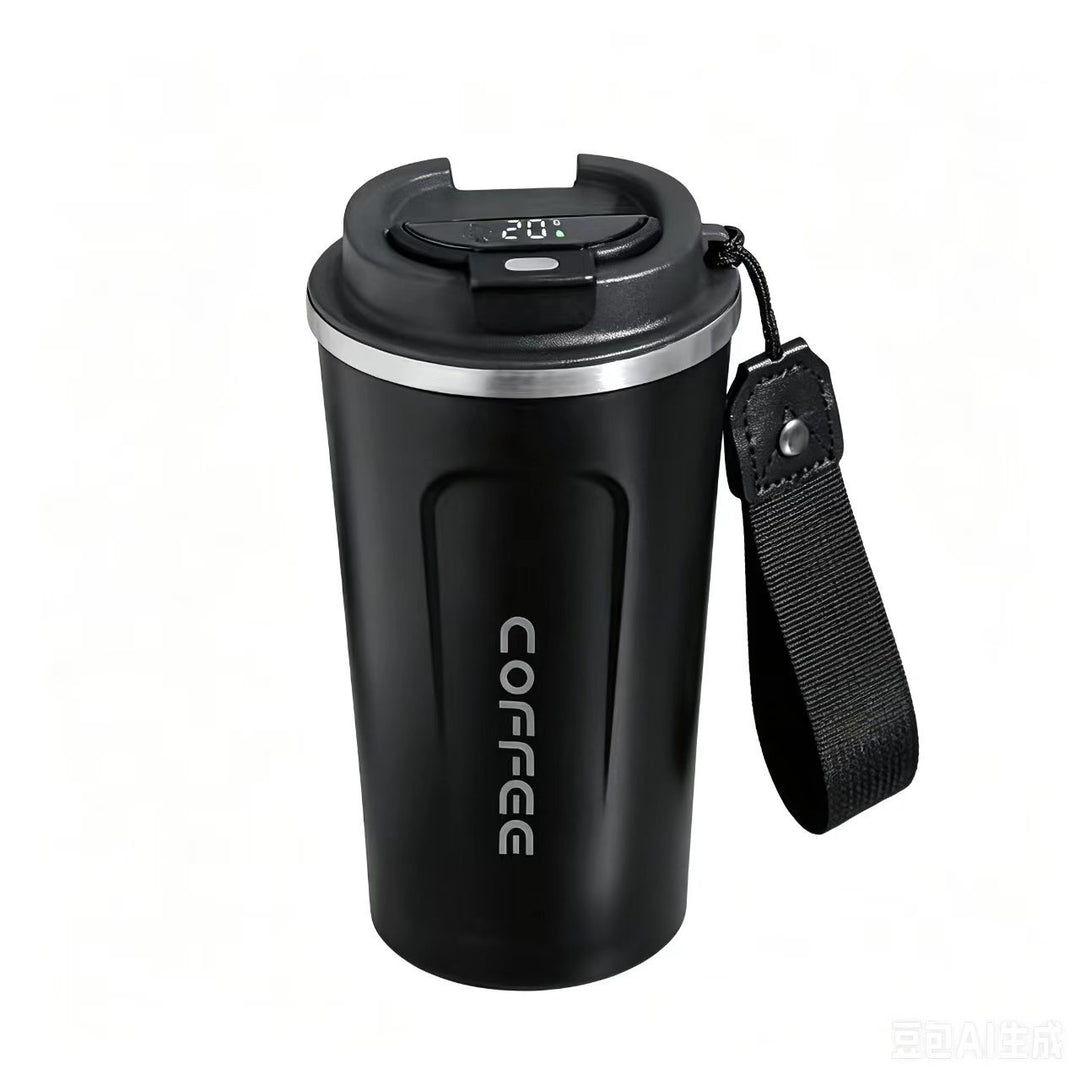 Insulated Stainless Steel Travel Coffee Tumbler with Leakproof Lid and Carry Strap Bowlift