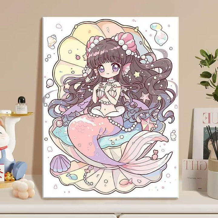 Anime-Inspired Mermaid Illustration Canvas Art Bowlift