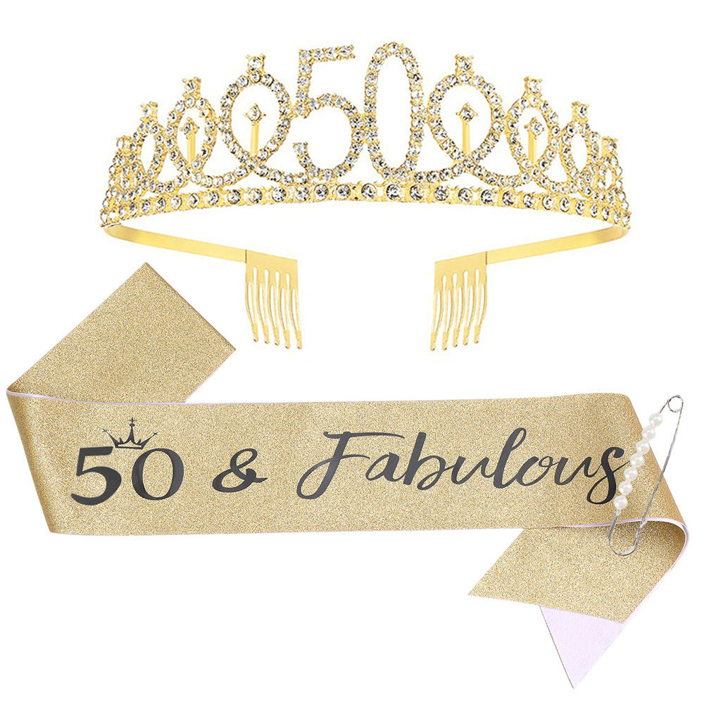 Ladies Sparkling Tiara with personalized 80th Birthday Inscription Bowlift