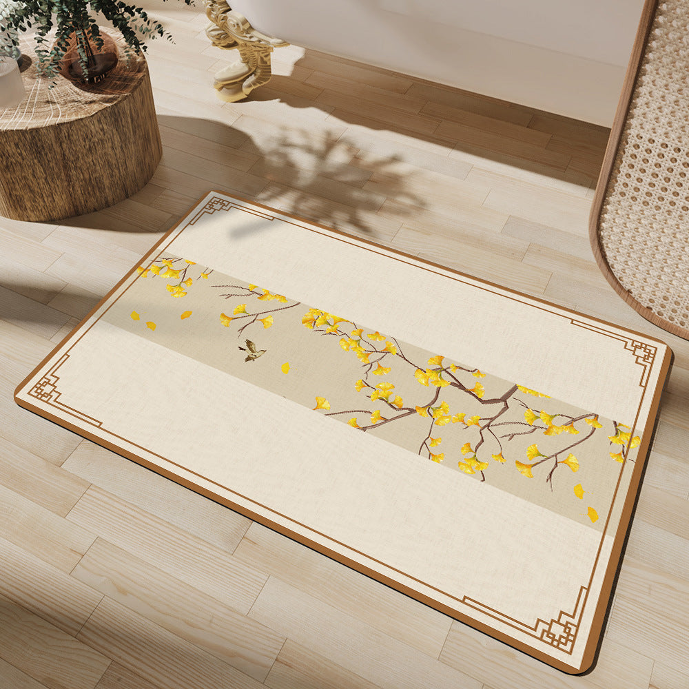 Artistic Floral Bath Mat Bowlift