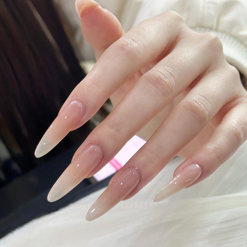 Artistic Press-On Nail Set with Floral and Glossy Accents Bowlift