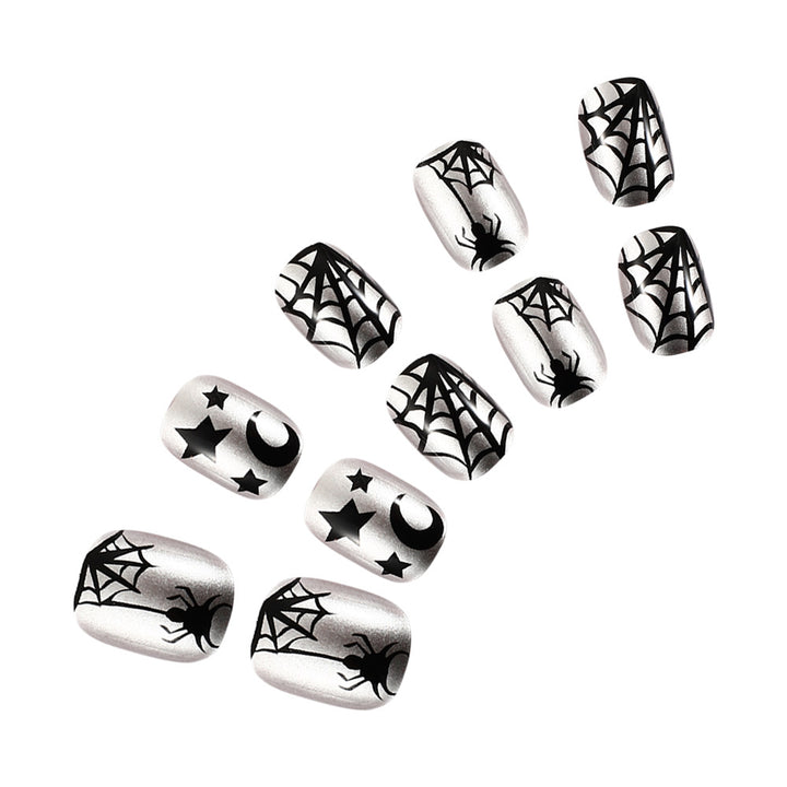 Spiderweb-Themed Press-On Nail Art Set Bowlift
